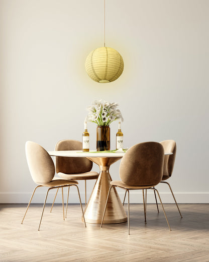 Crepe Premium Paper Lantern Pendant Light Cord Kit with G50 Yellow LED Bulb