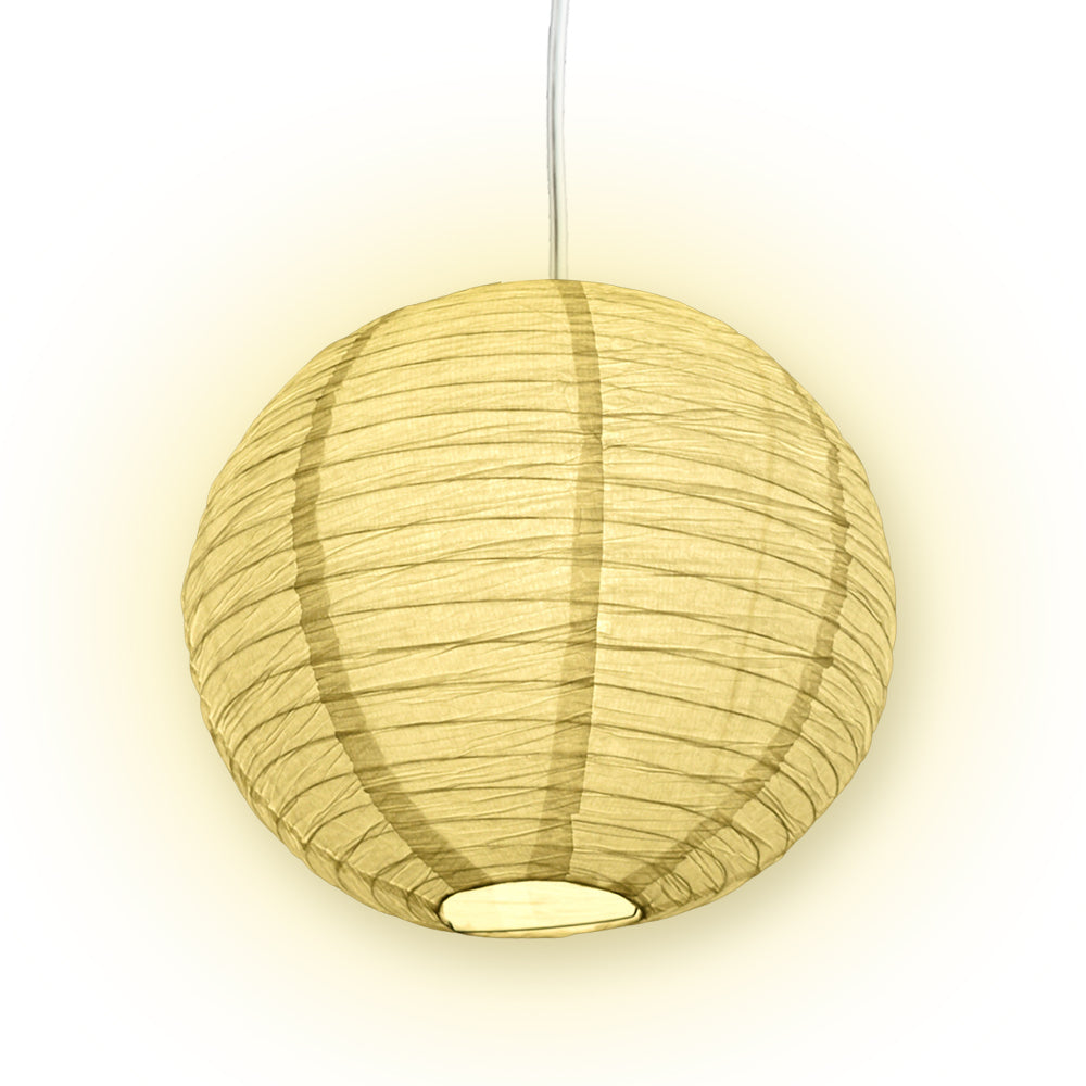 Crepe Premium Paper Lantern Pendant Light Cord Kit with S14 Yellow LED Bulb