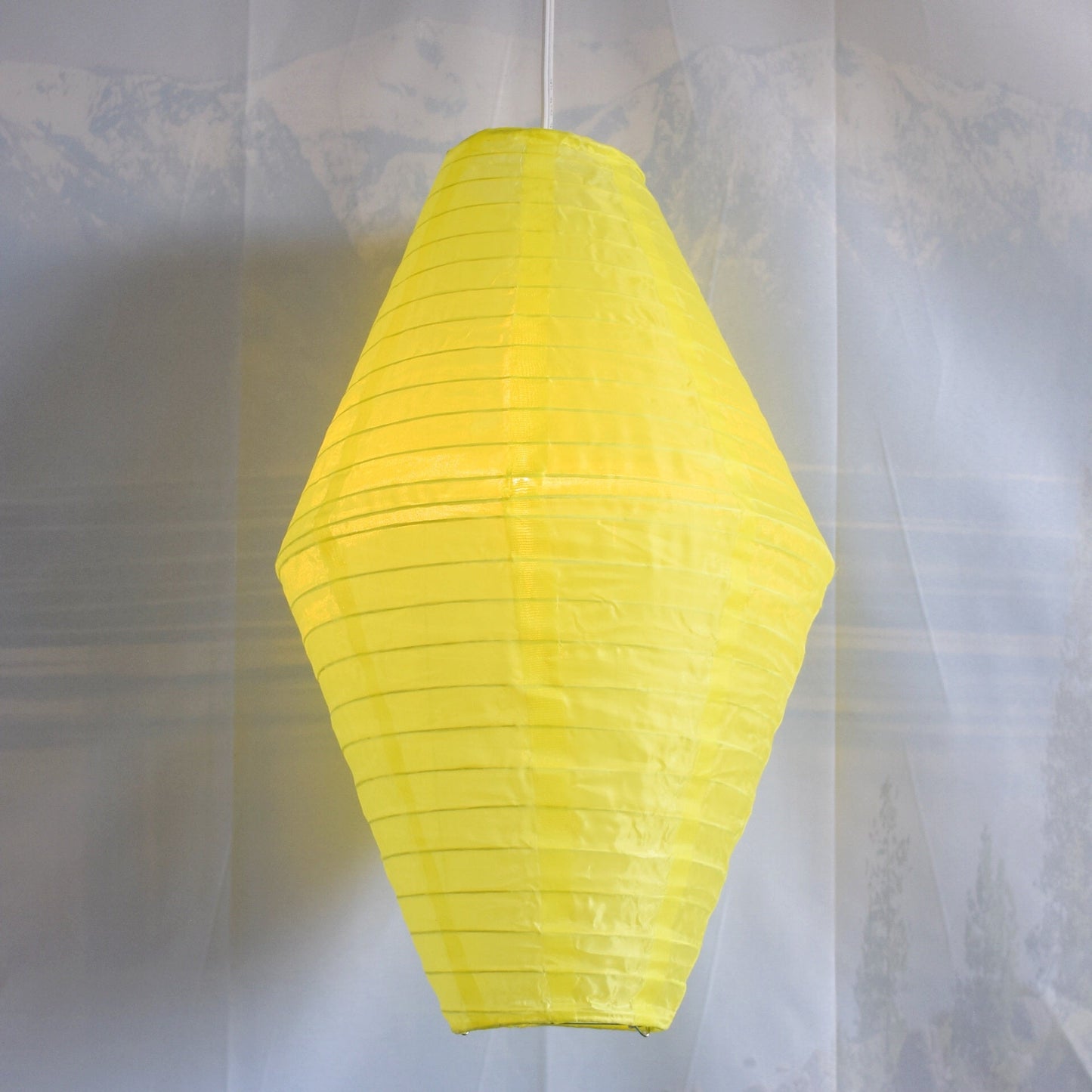 Yellow Diamond Unique Shaped Shimmering Nylon Lantern, 12-inch x 19-inch