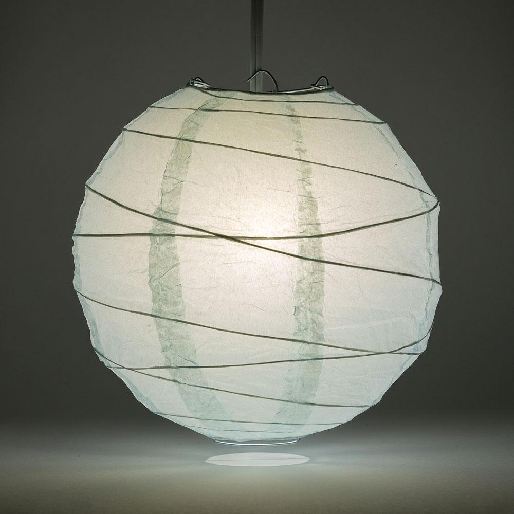 8" Arctic Spa Blue Round Paper Lantern, Irregular Ribbed, Chinese Hanging Wedding & Party Decoration - AsianImportStore.com - B2B Wholesale Lighting and Decor