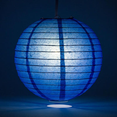 24" Dark Blue Round Paper Lantern, Even Ribbing, Chinese Hanging Wedding & Party Decoration - AsianImportStore.com - B2B Wholesale Lighting and Decor