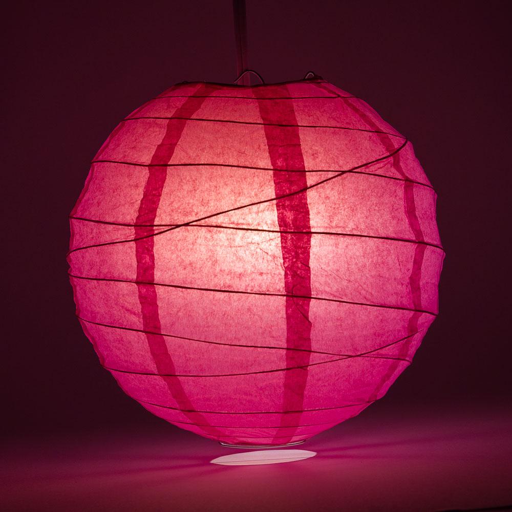 8" Fuchsia / Hot Pink Round Paper Lantern, Crisscross Ribbing, Chinese Hanging Wedding & Party Decoration - AsianImportStore.com - B2B Wholesale Lighting and Decor