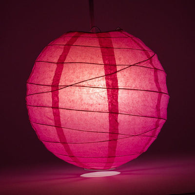 20" Fuchsia / Hot Pink Round Paper Lantern, Crisscross Ribbing, Chinese Hanging Wedding & Party Decoration - AsianImportStore.com - B2B Wholesale Lighting and Decor