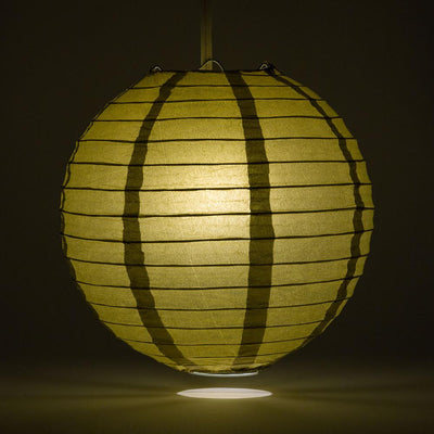 10" Gold Round Paper Lantern, Even Ribbing, Chinese Hanging Wedding & Party Decoration - AsianImportStore.com - B2B Wholesale Lighting and Decor