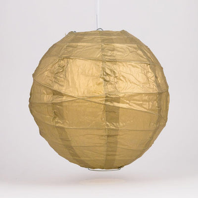 24" Gold Round Paper Lantern, Crisscross Ribbing, Chinese Hanging Wedding & Party Decoration - AsianImportStore.com - B2B Wholesale Lighting and Decor