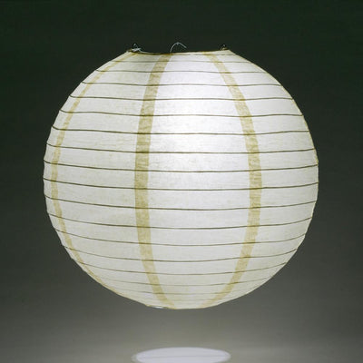 24" Ivory Round Paper Lantern, Even Ribbing, Chinese Hanging Wedding & Party Decoration - AsianImportStore.com - B2B Wholesale Lighting and Decor