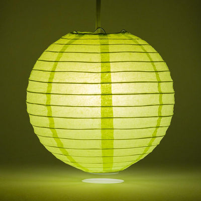 16" Light Lime Green Round Paper Lantern, Even Ribbing, Chinese Hanging Wedding & Party Decoration - AsianImportStore.com - B2B Wholesale Lighting and Decor