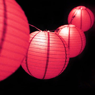 MoonBright 12" Hot Pink Paper Lantern Outdoor String Light Set (10-PACK Combo Kit) - AsianImportStore.com - B2B Wholesale Lighting and Decor