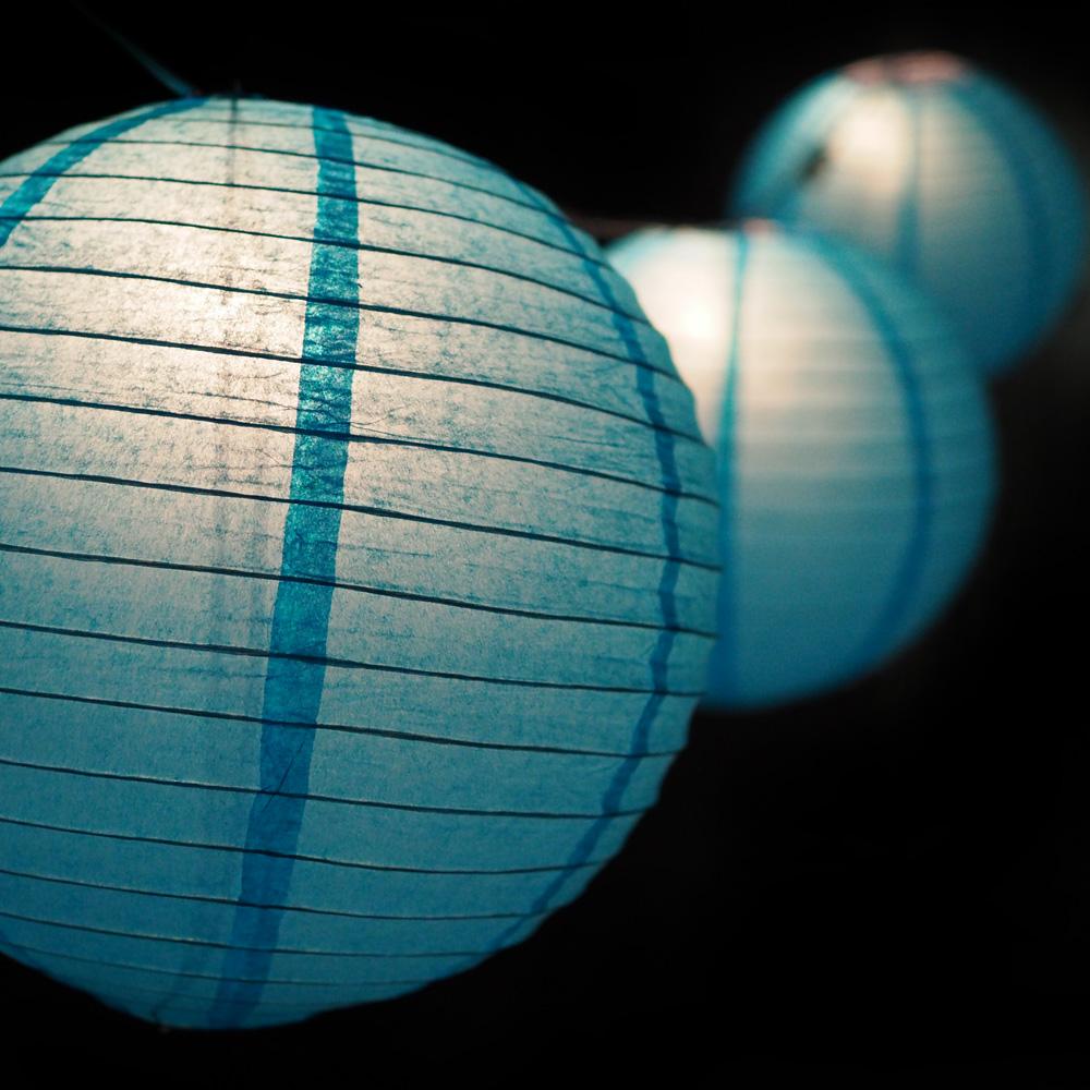 MoonBright 12" Turquoise Paper Lantern String Light Set (10-PACK Combo Kit) - AsianImportStore.com - B2B Wholesale Lighting and Decor