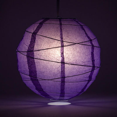 24" Royal Purple Round Paper Lantern, Crisscross Ribbing, Chinese Hanging Wedding & Party Decoration - AsianImportStore.com - B2B Wholesale Lighting and Decor