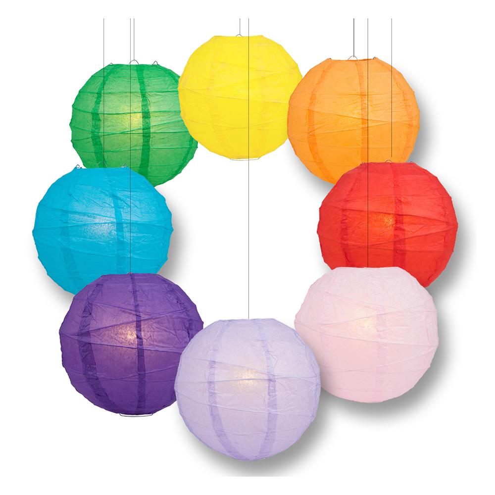 10" Rainbow Celebration Party Pack Crisscross Paper Lantern Combo Set (8-PACK) - AsianImportStore.com - B2B Wholesale Lighting and Decor