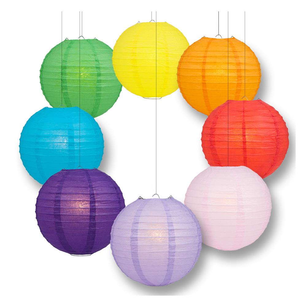 10" Rainbow Celebration Party Pack Parallel Paper Lantern Combo Set (8-PACK) - AsianImportStore.com - B2B Wholesale Lighting and Decor