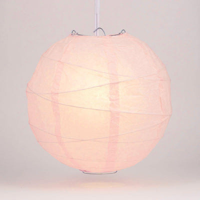 24" Rose Quartz Pink Round Paper Lantern, Crisscross Ribbing, Chinese Hanging Wedding & Party Decoration - AsianImportStore.com - B2B Wholesale Lighting and Decor