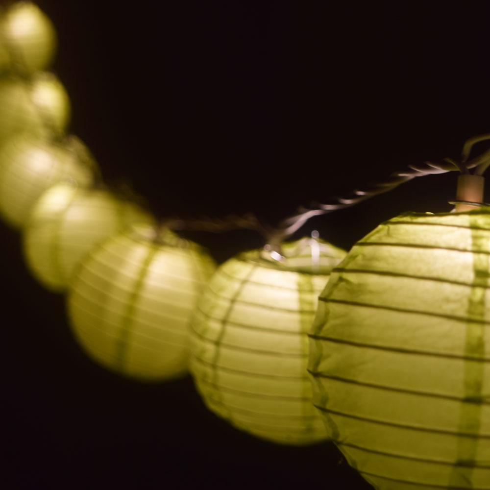 10 Socket Chartreuse Round Paper Lantern Party String Lights (4" Lanterns, Expandable) - AsianImportStore.com - B2B Wholesale Lighting & Decor since 2002