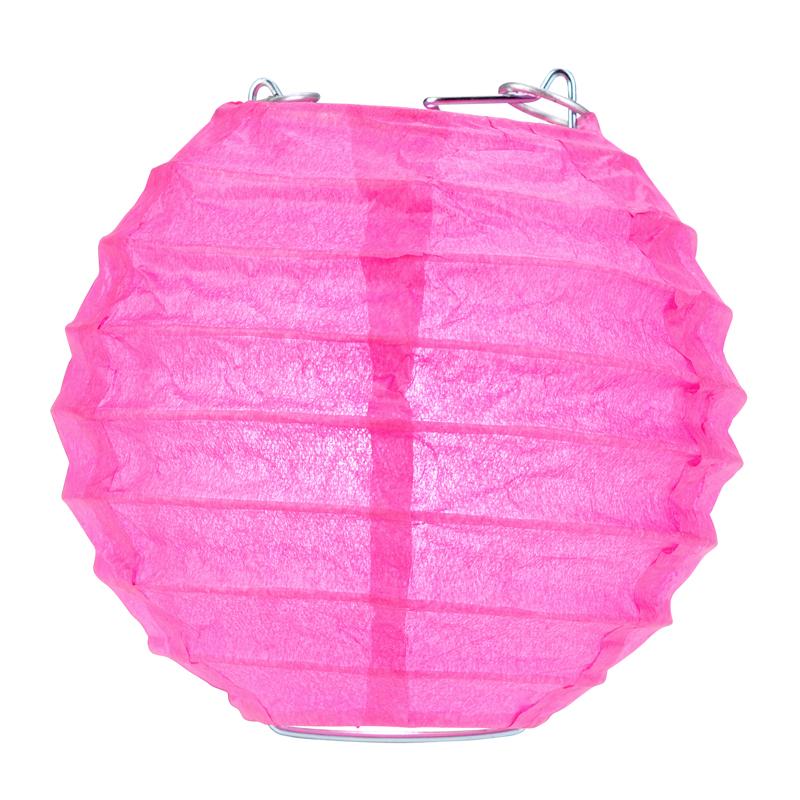 10 Socket Fuchsia Round Paper Lantern Party String Lights (4" Lanterns, Expandable) - AsianImportStore.com - B2B Wholesale Lighting & Decor since 2002