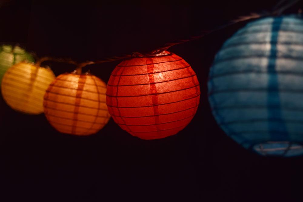 10 Socket Multi Color Round Paper Lantern Party String Lights (4" Lanterns, Expandable) - AsianImportStore.com - B2B Wholesale Lighting and Decor