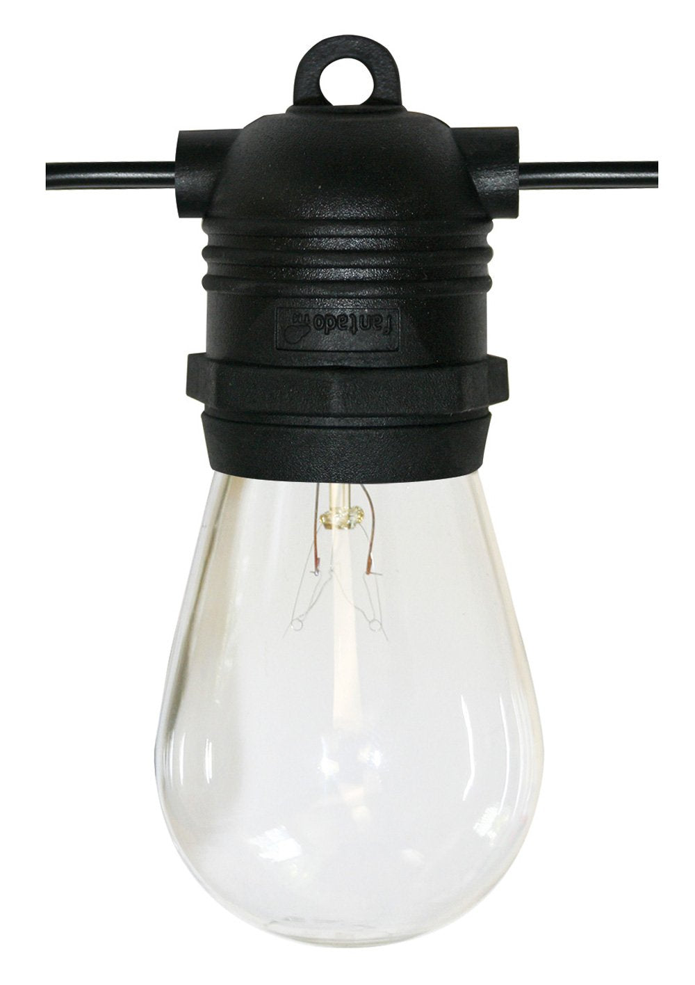 10 Socket Outdoor Commercial String Light Set, S14 Bulbs, 21 FT Black Cord w/ E26 Medium Base, Weatherproof SJTW