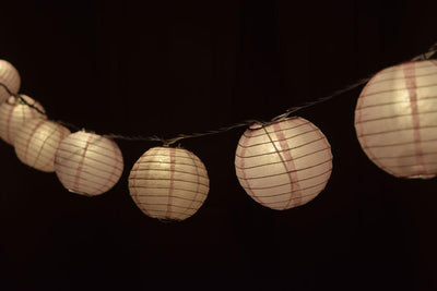 10 Socket Pink Round Paper Lantern Party String Lights (4" Lanterns, Expandable) - AsianImportStore.com - B2B Wholesale Lighting & Decor since 2002