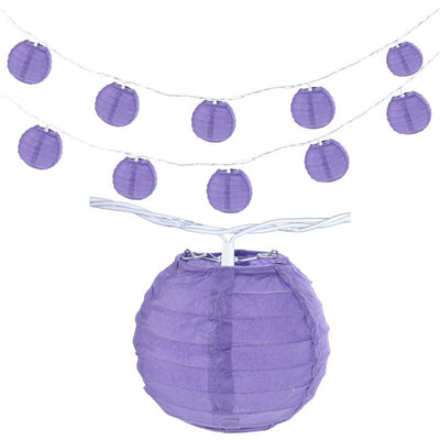 10 Socket Purple Round Paper Lantern Party String Lights (4" Lanterns, Expandable) - AsianImportStore.com - B2B Wholesale Lighting & Decor since 2002