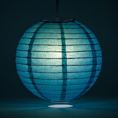 14" Tahiti Teal Round Paper Lantern, Even Ribbing, Chinese Hanging Wedding & Party Decoration - AsianImportStore.com - B2B Wholesale Lighting and Decor