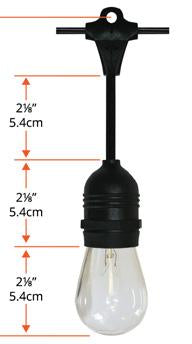 10 Suspended Socket Outdoor Commercial String Light Set, 21 FT Black Cord w/ 2-Watt Shatterproof LED Bulbs, Weatherproof SJTW