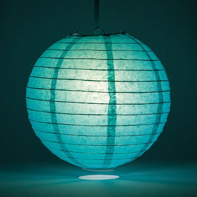 8" Teal Green Round Paper Lantern, Even Ribbing, Chinese Hanging Wedding & Party Decoration - AsianImportStore.com - B2B Wholesale Lighting and Decor