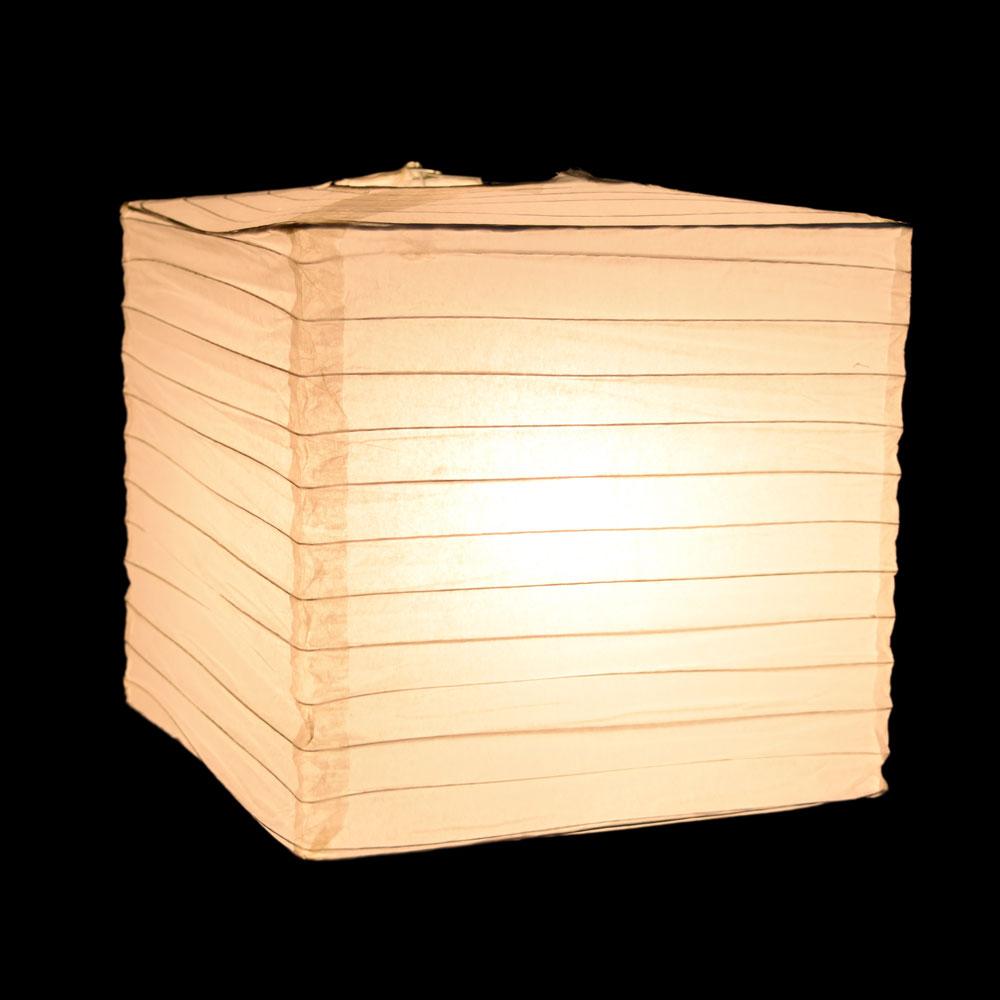 10" White Square Shaped Paper Lantern - AsianImportStore.com - B2B Wholesale Lighting and Decor