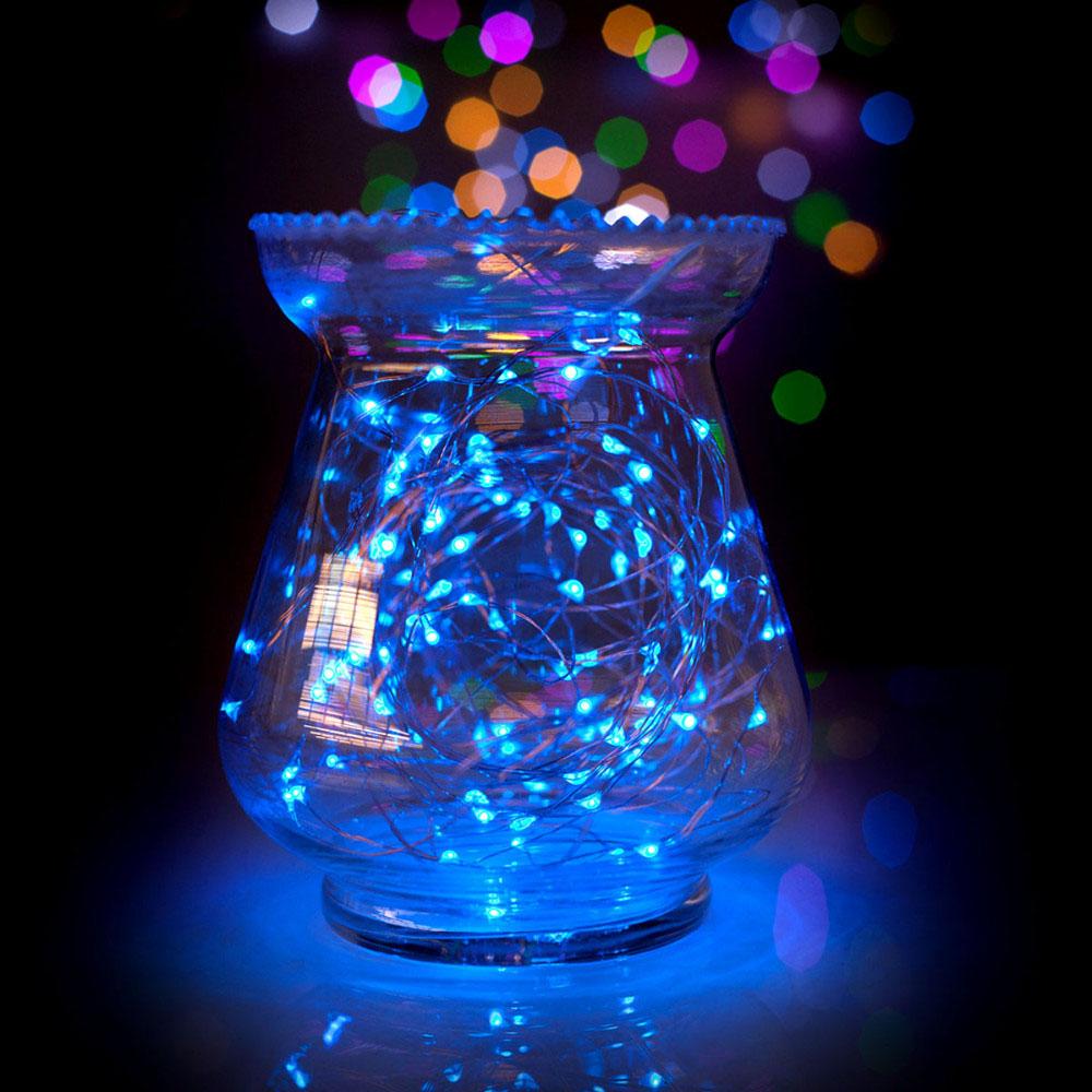 100 Blue LED Fairy Wire Waterproof String Lights (33ft, AC Plug-In