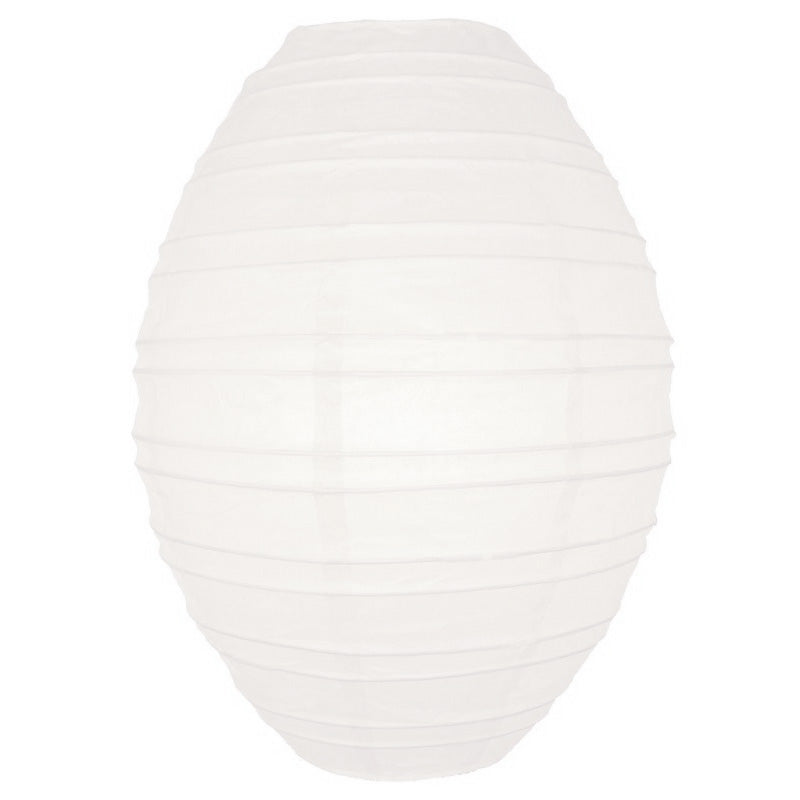 White Kawaii Unique Oval Egg Shaped Paper Lantern, 10-inch x 14-inch