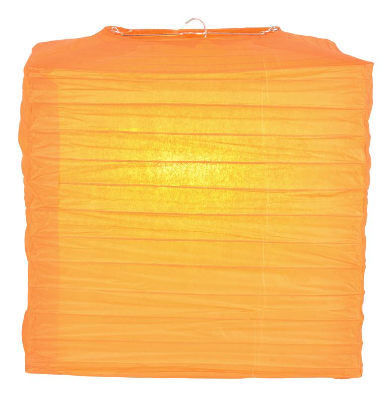 10" Orange Square Shaped Paper Lantern - AsianImportStore.com - B2B Wholesale Lighting and Decor