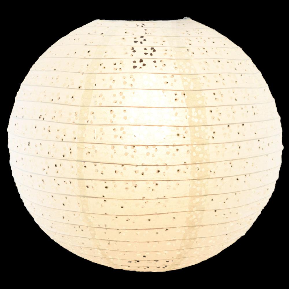 8" Round Eyelet Lace Look Paper Lantern - White - AsianImportStore.com - B2B Wholesale Lighting and Decor