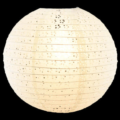 8" Round Eyelet Lace Look Paper Lantern - White - AsianImportStore.com - B2B Wholesale Lighting and Decor