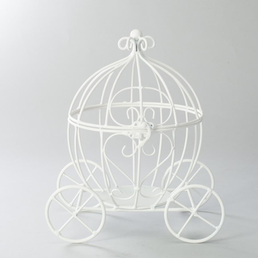 11.5" Wire Frame Cinderella Pumpkin Carriage Wedding Centerpiece Decoration (White) - AsianImportStore.com - B2B Wholesale Lighting and Decor