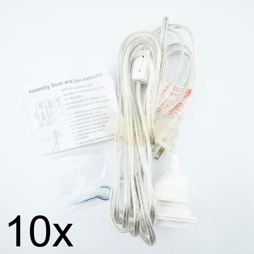 BULK PACK (10) Single Socket Pendant Light Cord Kits for Lanterns (11FT, Switch, Clear) - AsianImportStore.com - B2B Wholesale Lighting and Decor