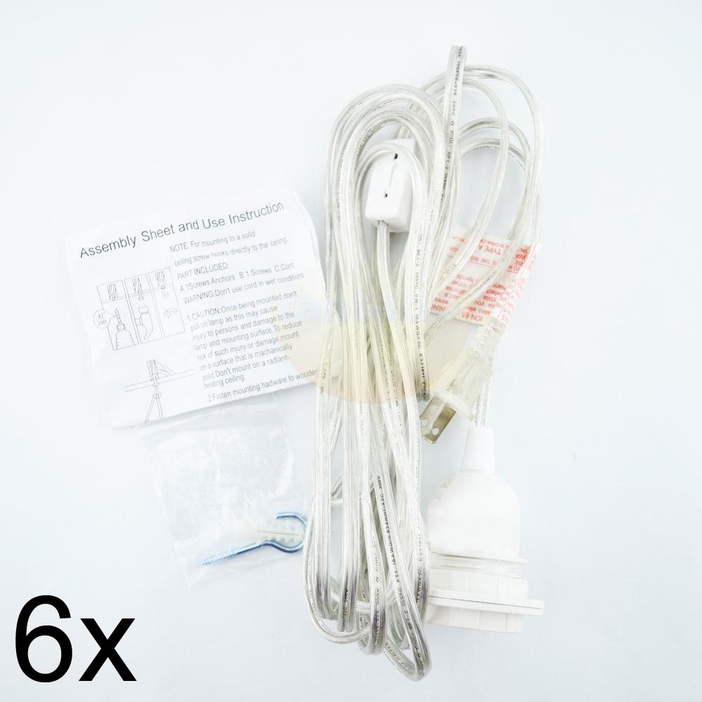 BULK PACK (6) Single Socket Pendant Light Cord Kits for Lanterns (11FT, Switch, Clear) - AsianImportStore.com - B2B Wholesale Lighting and Decor