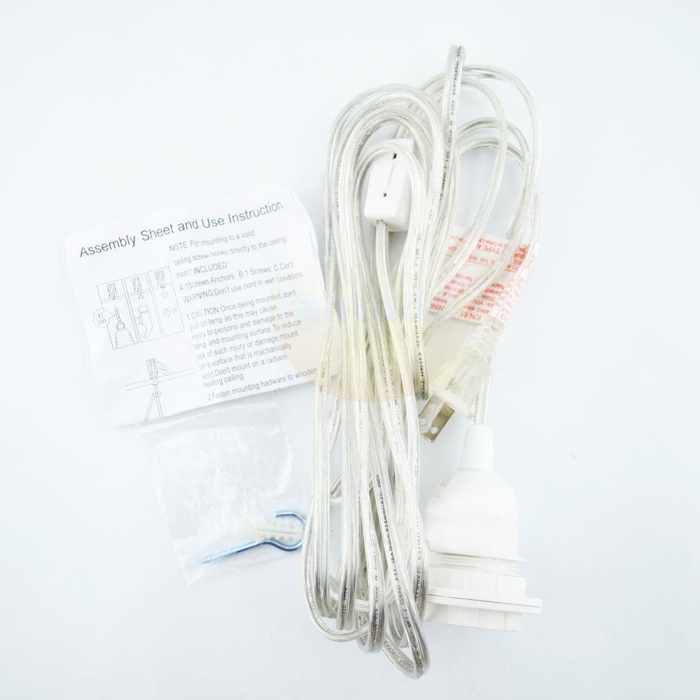 Single Socket Clear Pendant Light Lamp Cord for Lanterns, Switch, 11 FT - Electrical Swag Light Kit - AsianImportStore.com - B2B Wholesale Lighting and Decor