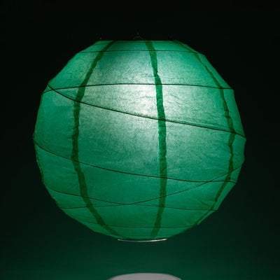 12" Arcadia Teal Green Round Paper Lantern, Crisscross Ribbing, Hanging Decoration - AsianImportStore.com - B2B Wholesale Lighting and Decor