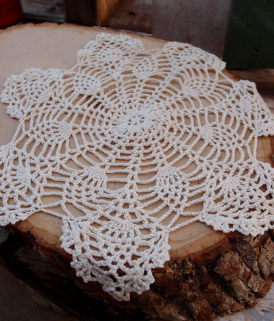 BLOWOUT (100 PACK) 11.5" Bloom Shaped Crochet Lace Doily Placemats, Handmade Cotton Doilies - Beige