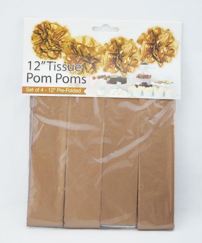 BLOWOUT (100 PACK) EZ-Fluff 12" Copper Tissue Paper Pom Poms Flowers Balls, Hanging Decorations