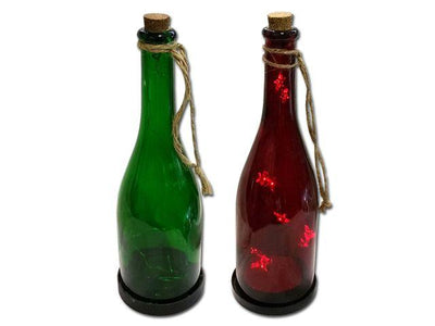 12" Red Snowflake LED Wine Bottle Fairy Light Glass Christmas Holiday Decoration - AsianImportStore.com - B2B Wholesale Lighting and Decor