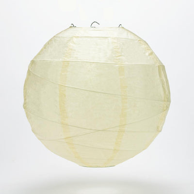 12" Ivory Round Paper Lantern, Crisscross Ribbing, Hanging Decoration - AsianImportStore.com - B2B Wholesale Lighting and Decor