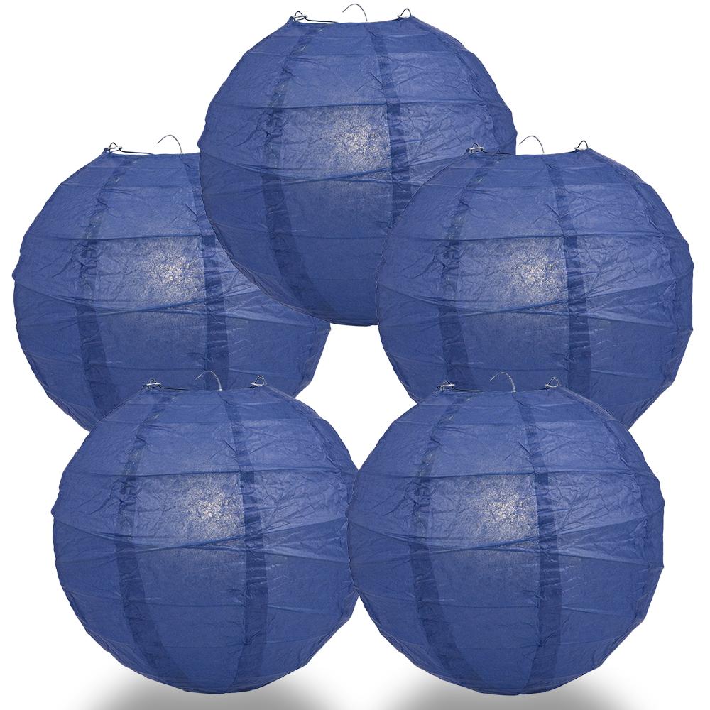 5 PACK | 12"  Navy Blue Crisscross Ribbing, Hanging Paper Lanterns - AsianImportStore.com - B2B Wholesale Lighting and Decor