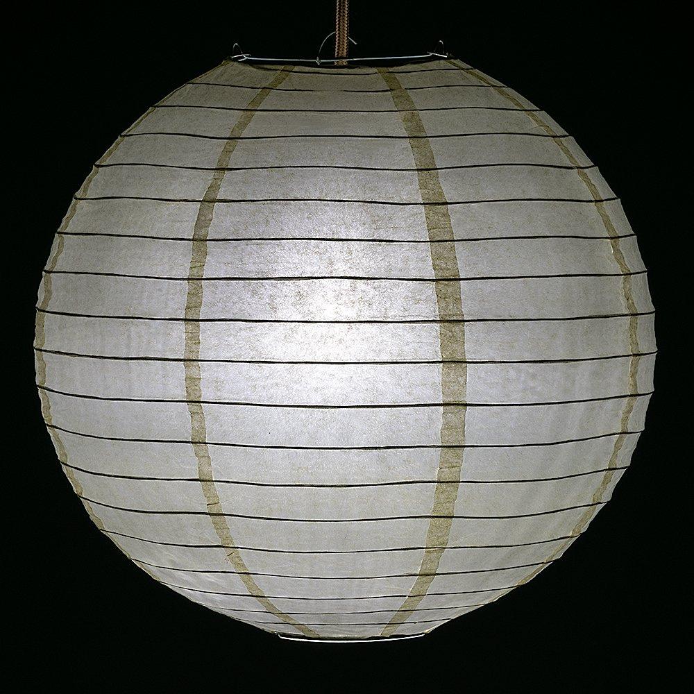  12" Ecru Beige Round Paper Lantern, Even Ribbing, Hanging Decoration - AsianImportStore.com - B2B Wholesale Lighting and Decor