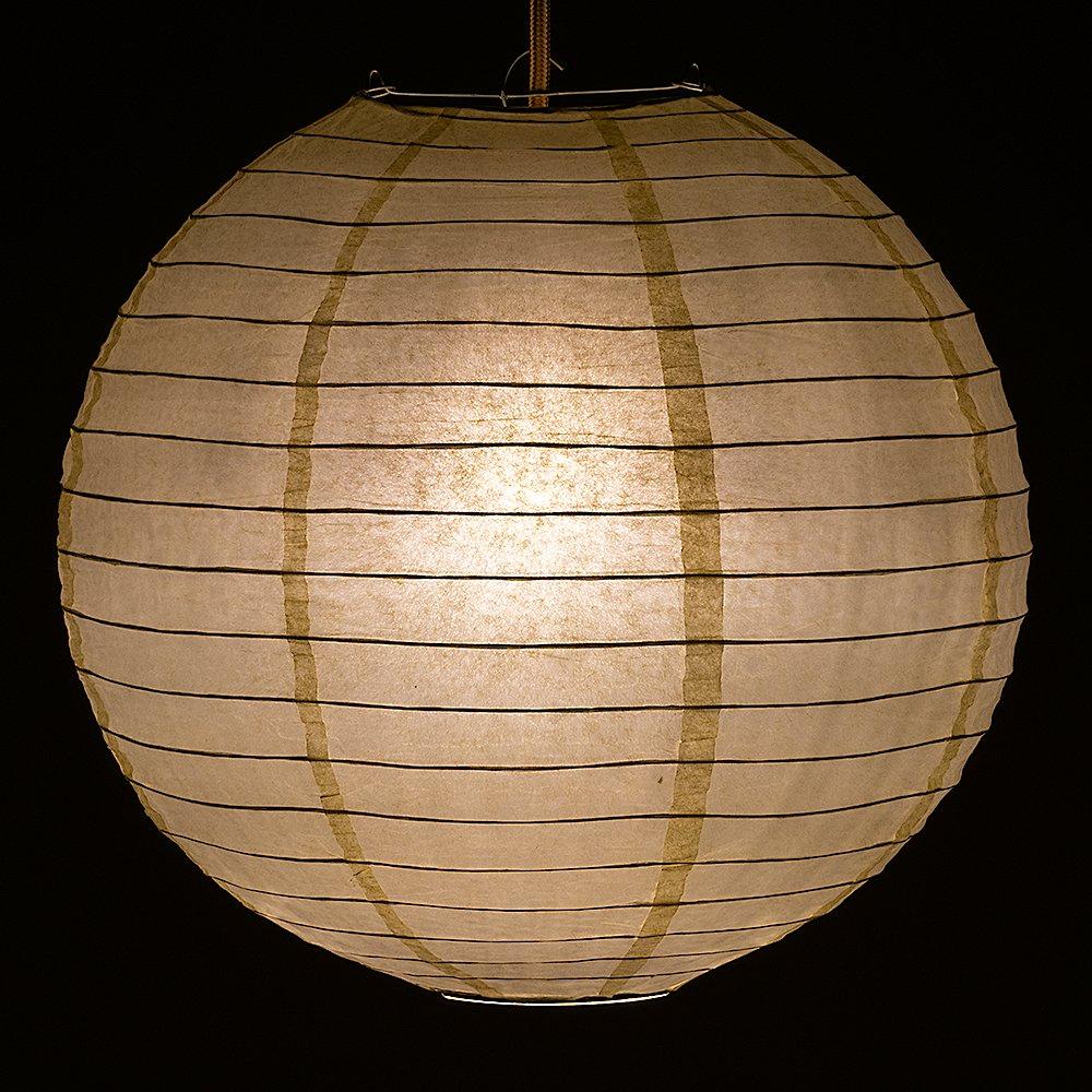 12" Ecru Beige Round Paper Lantern, Even Ribbing, Hanging Decoration - AsianImportStore.com - B2B Wholesale Lighting and Decor