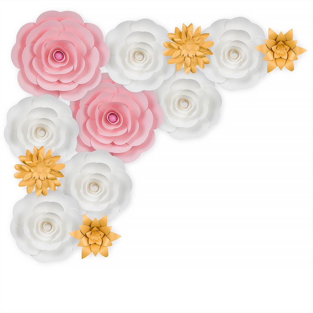  12-Pc Combo Pink / White Ranunculus  Paper Flower Backdrop Wall Decor for Weddings, Photo Shoots, Birthday Parties and More - AsianImportStore.com - B2B Wholesale Lighting and Decor