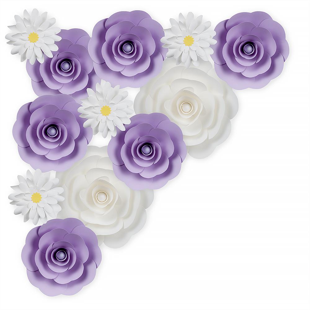  12-Pc Combo White / Lavender Ranunculus Paper Flower Backdrop Wall Decor for Weddings, Photo Shoots, Birthday Parties and More - AsianImportStore.com - B2B Wholesale Lighting and Decor