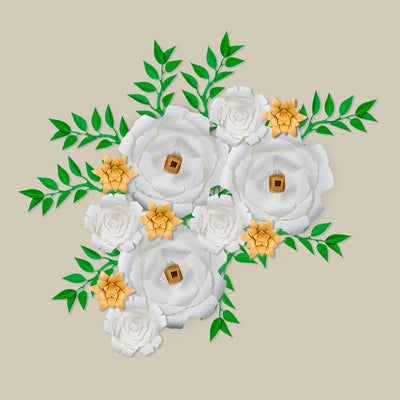 (Discontinued) (24 PACK) Large 12" Vanilla Cream Beige Peony Paper Flower Backdrop Wall Decor, 3D Premade