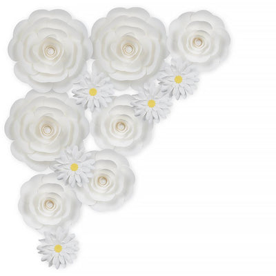 12-Pc Combo White Ranunculus Paper Flower Backdrop Wall Decor for Weddings, Photo Shoots, Birthday Parties and More - AsianImportStore.com - B2B Wholesale Lighting and Decor