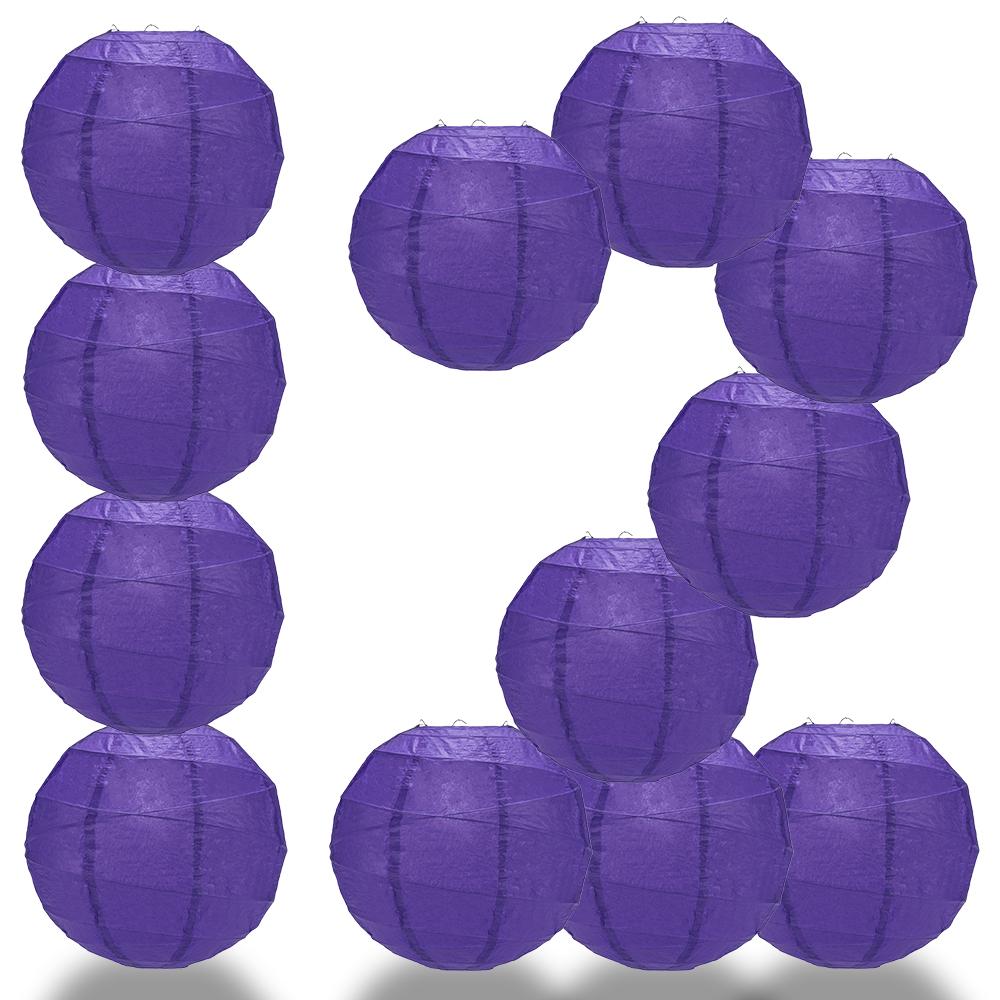 12 PACK | 12"  Plum Purple Crisscross Ribbing, Hanging Paper Lantern Combo Set - AsianImportStore.com - B2B Wholesale Lighting and Decor