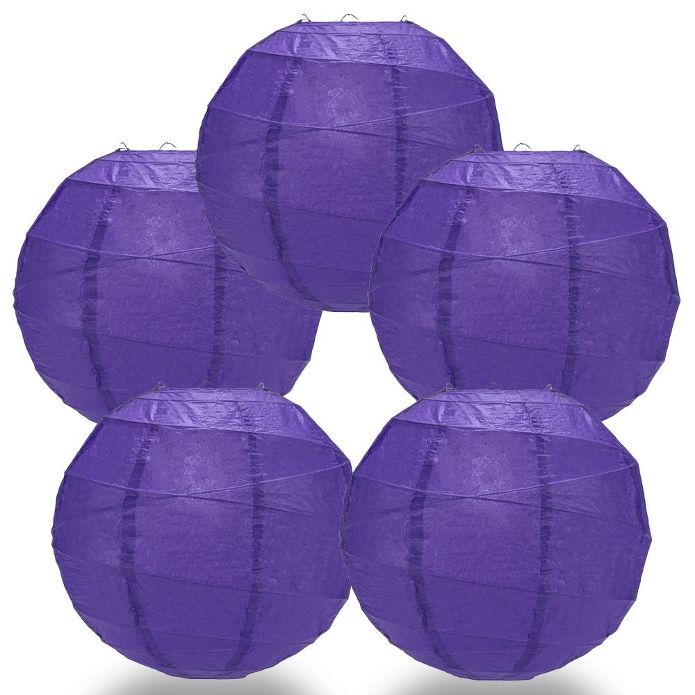 5 PACK | 12"  Plum Purple Crisscross Ribbing, Hanging Paper Lanterns - AsianImportStore.com - B2B Wholesale Lighting and Decor